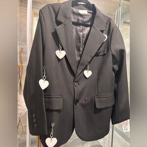 Black Blazer with Heart Accents